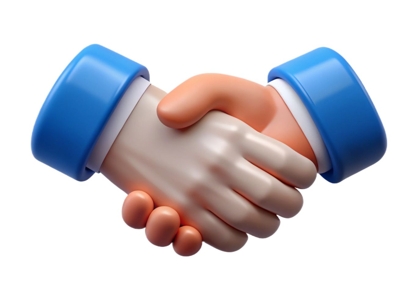 3D Render of Two Cartoon Hands Shaking in Agreement Showing Partnership and Collaboration png