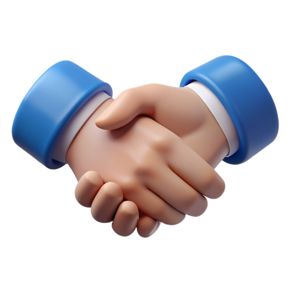 3D Render of Two Hands in a Firm Handshake Business Deal Agreement Partnership Success png