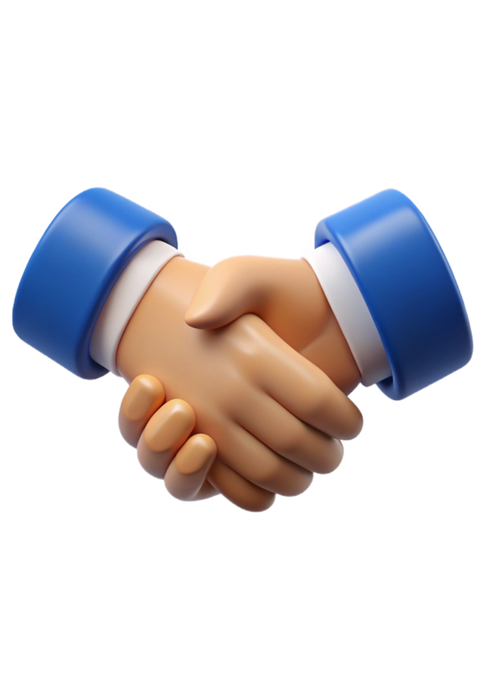 3D Render of Two Hands in a Friendly Handshake Business Deal Agreement png