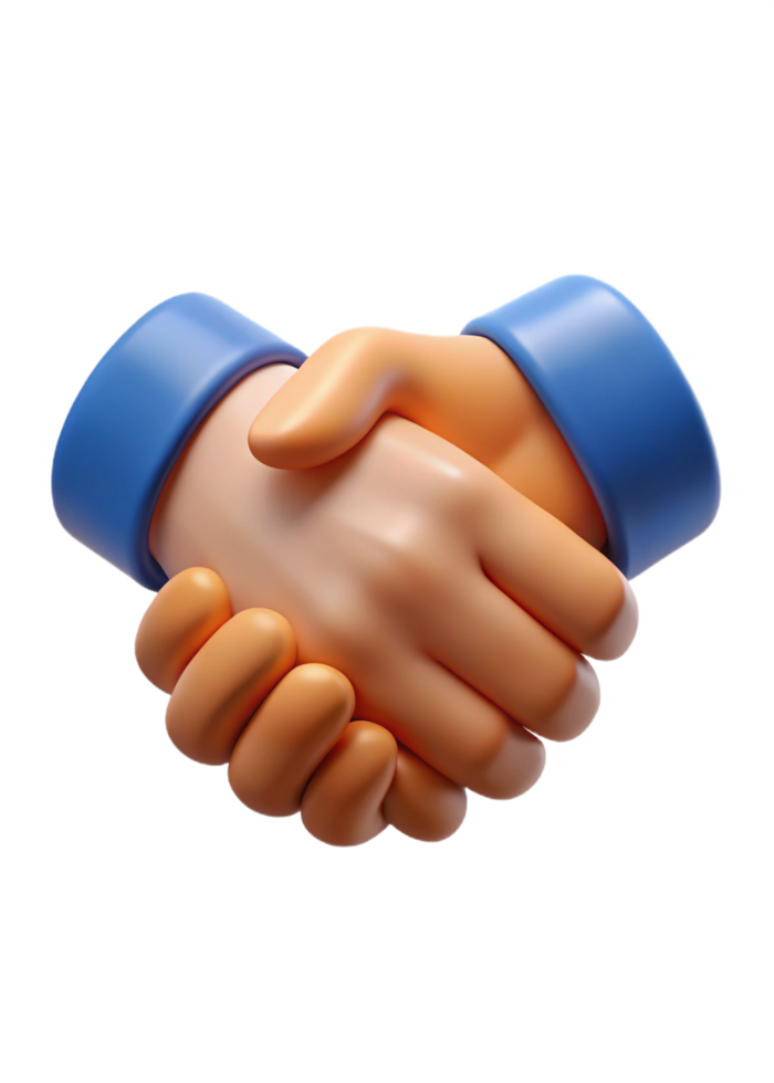 3D Render of Two Hands Shaking in a Friendly Handshake Gesture Showing Agreement and Partnership png