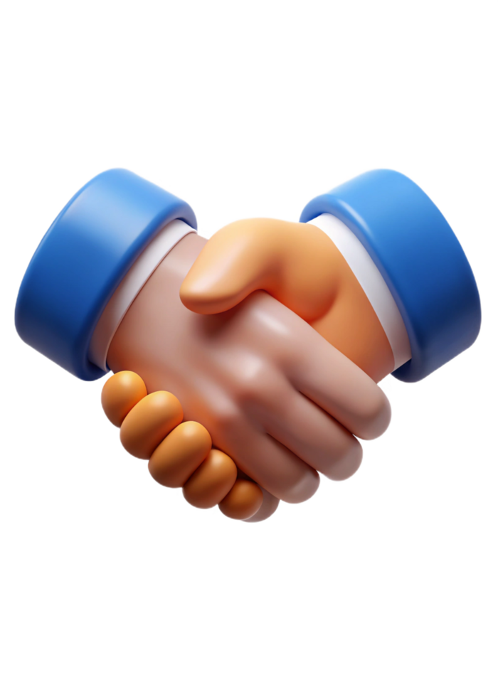3D Render of Two Hands Shaking in a Friendly Handshake Agreement png