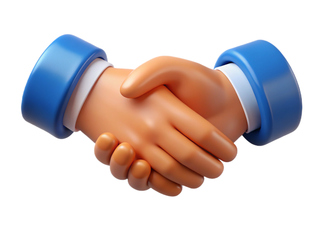 3D Render of a Cartoon Handshake Representing Business Deal Partnership Agreement png