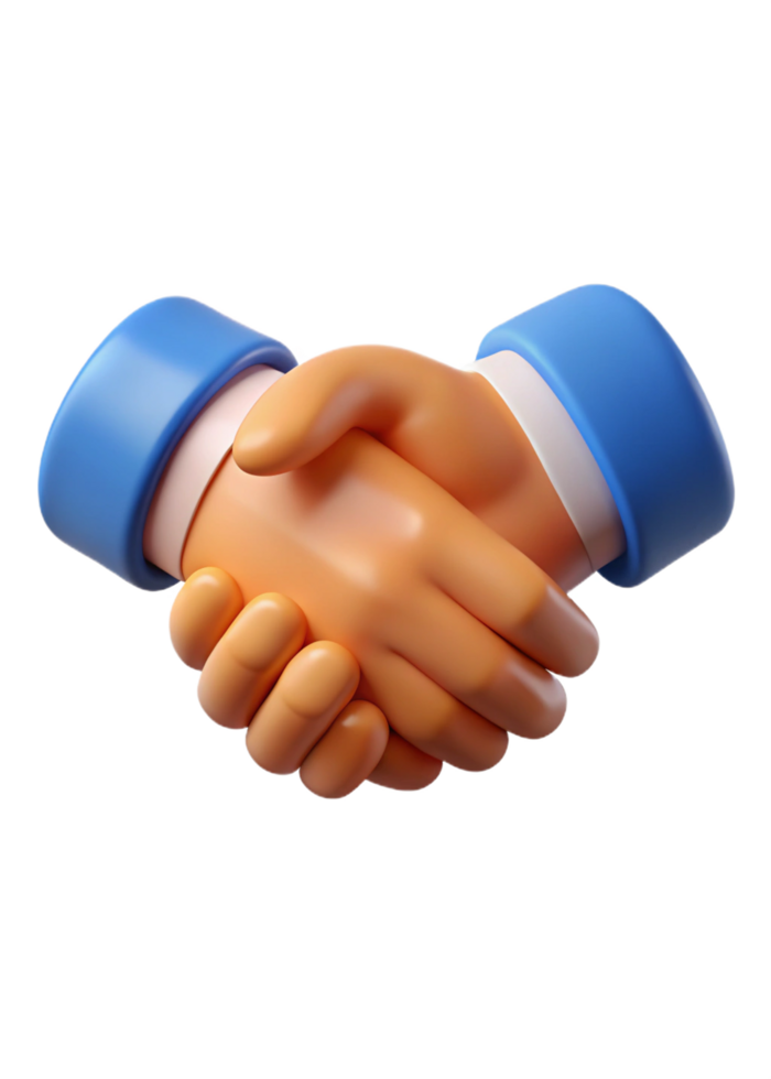3D Render of Two Hands Shaking in a Business Handshake Agreement Showing Partnership and Collaboration png
