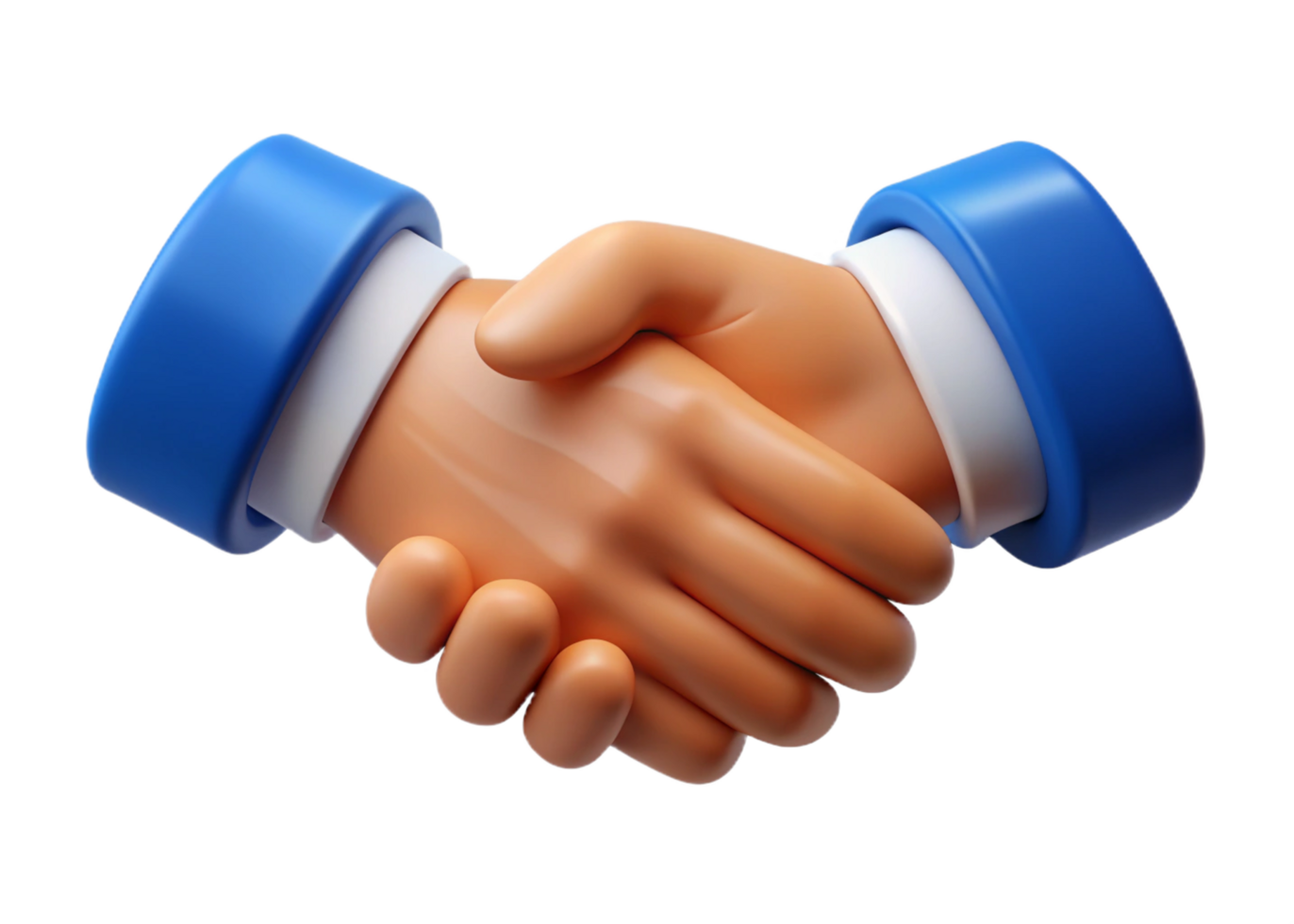 3D Render of a Cartoon Handshake Representing Business Deal Agreement Partnership Collaboration png