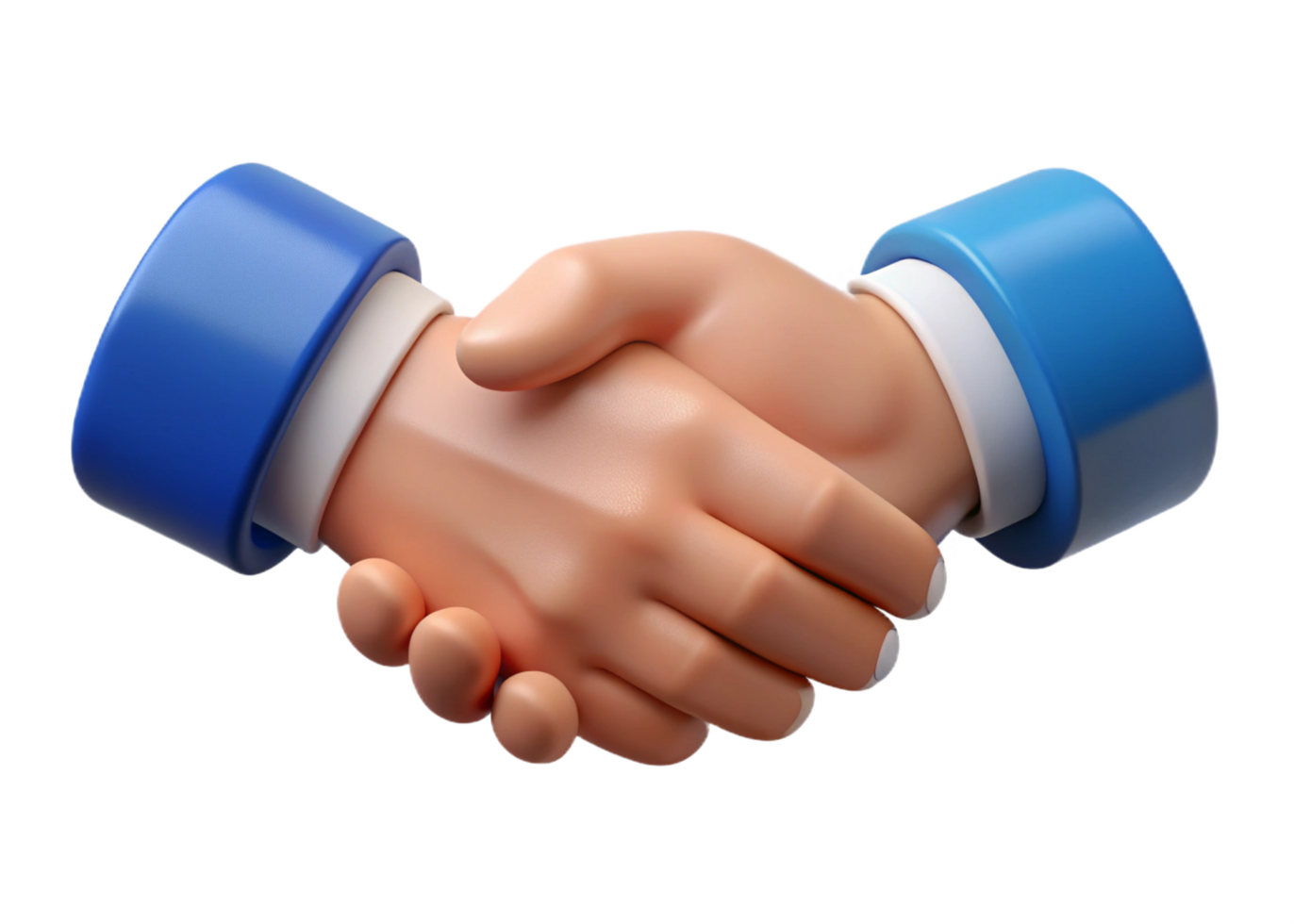 3D Render of Two Hands in a Business Handshake Agreement Showing Partnership and Collaboration png