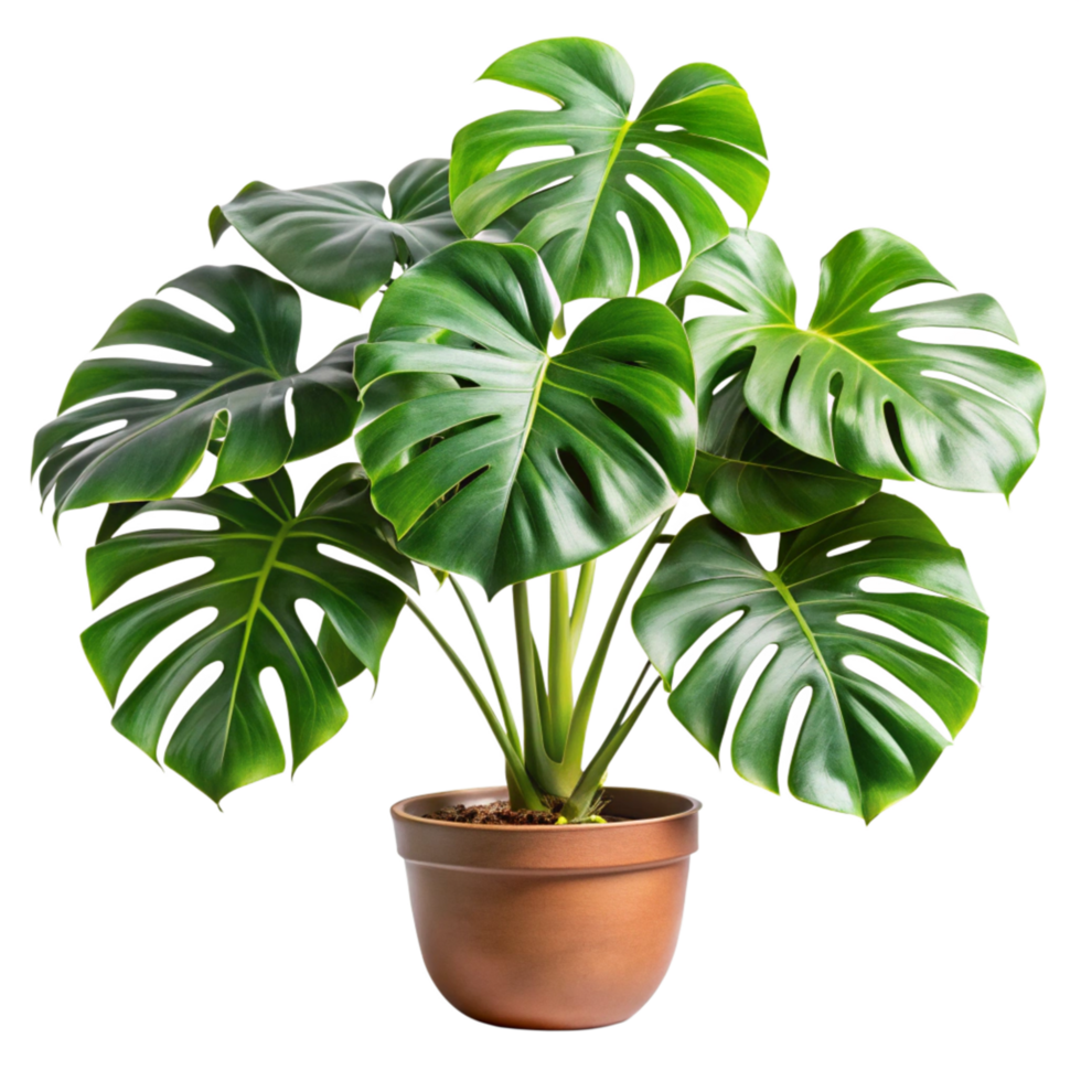 Green Monstera Deliciosa Houseplant in a Pot png