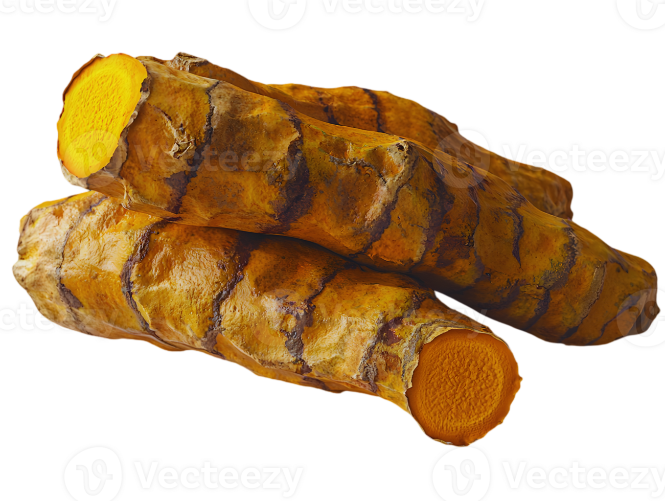 Group Of Fresh Turmeric Roots on transparent background png