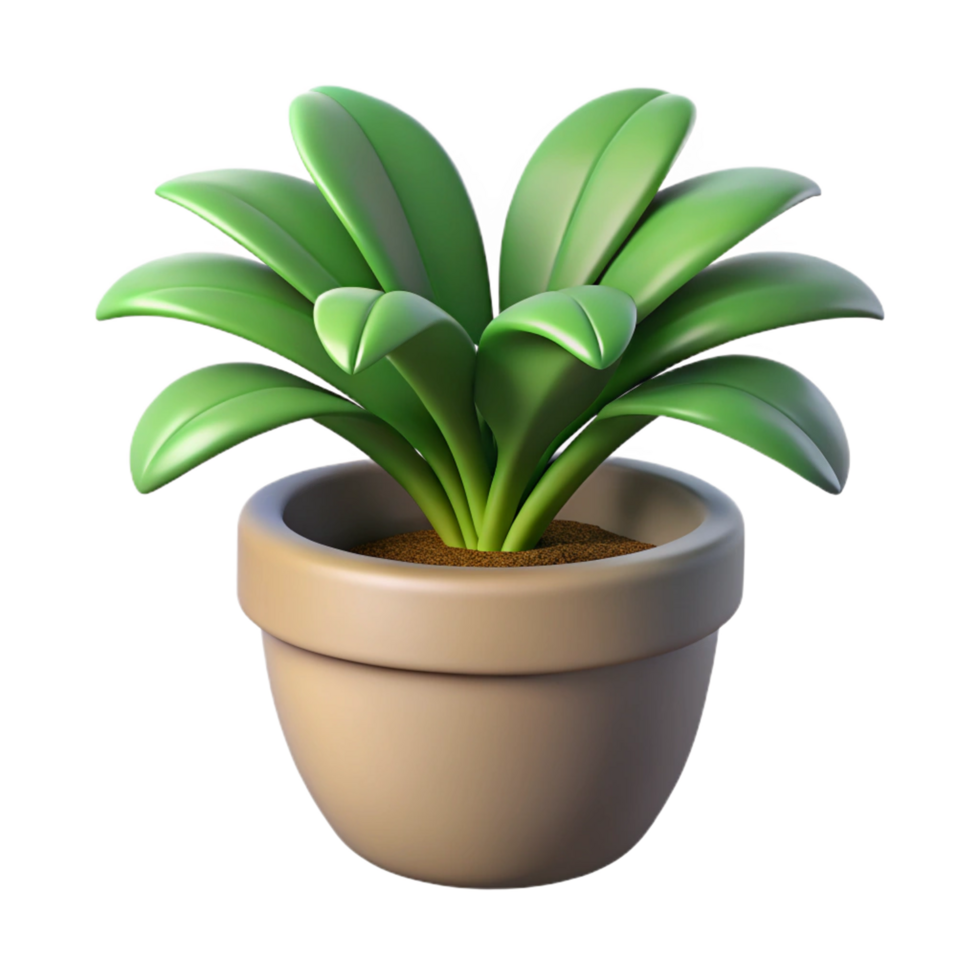 A 3D Render of a Green Plant in a Beige Pot a digitally created image of houseplant png
