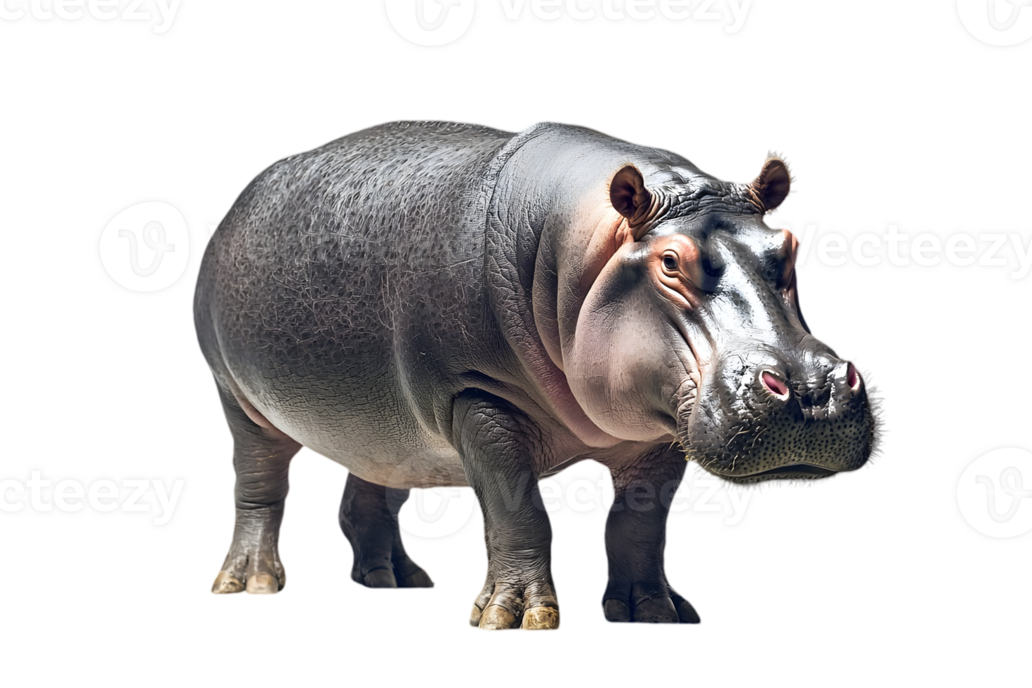 Hippopotamus Portrait Against on isolated transparent Background png
