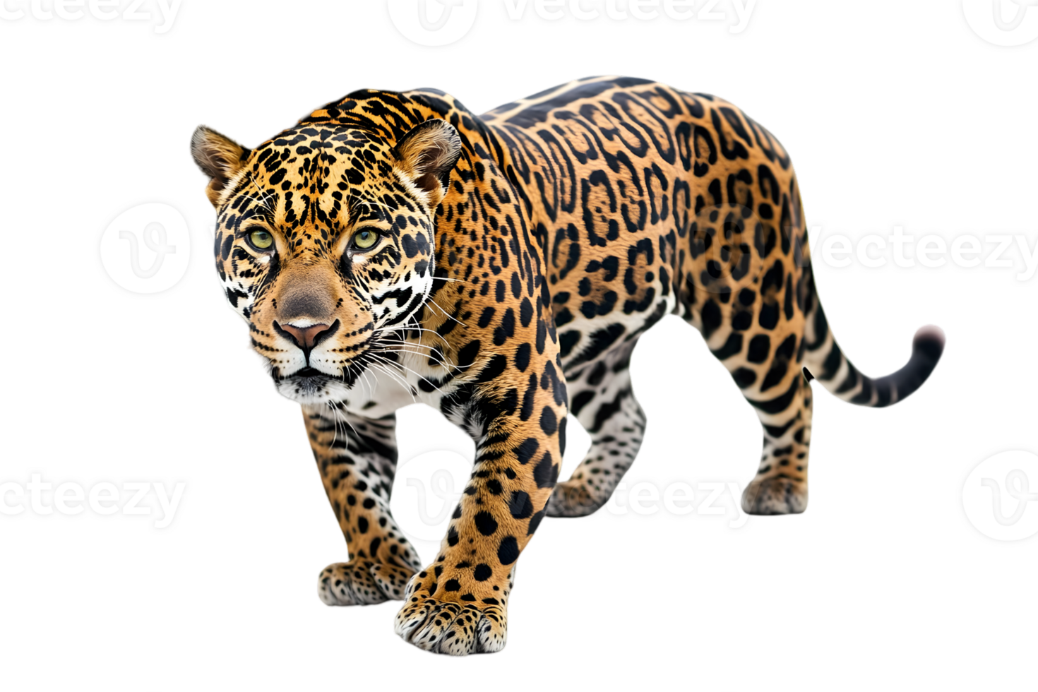 Jaguar Walking Against Black Background png