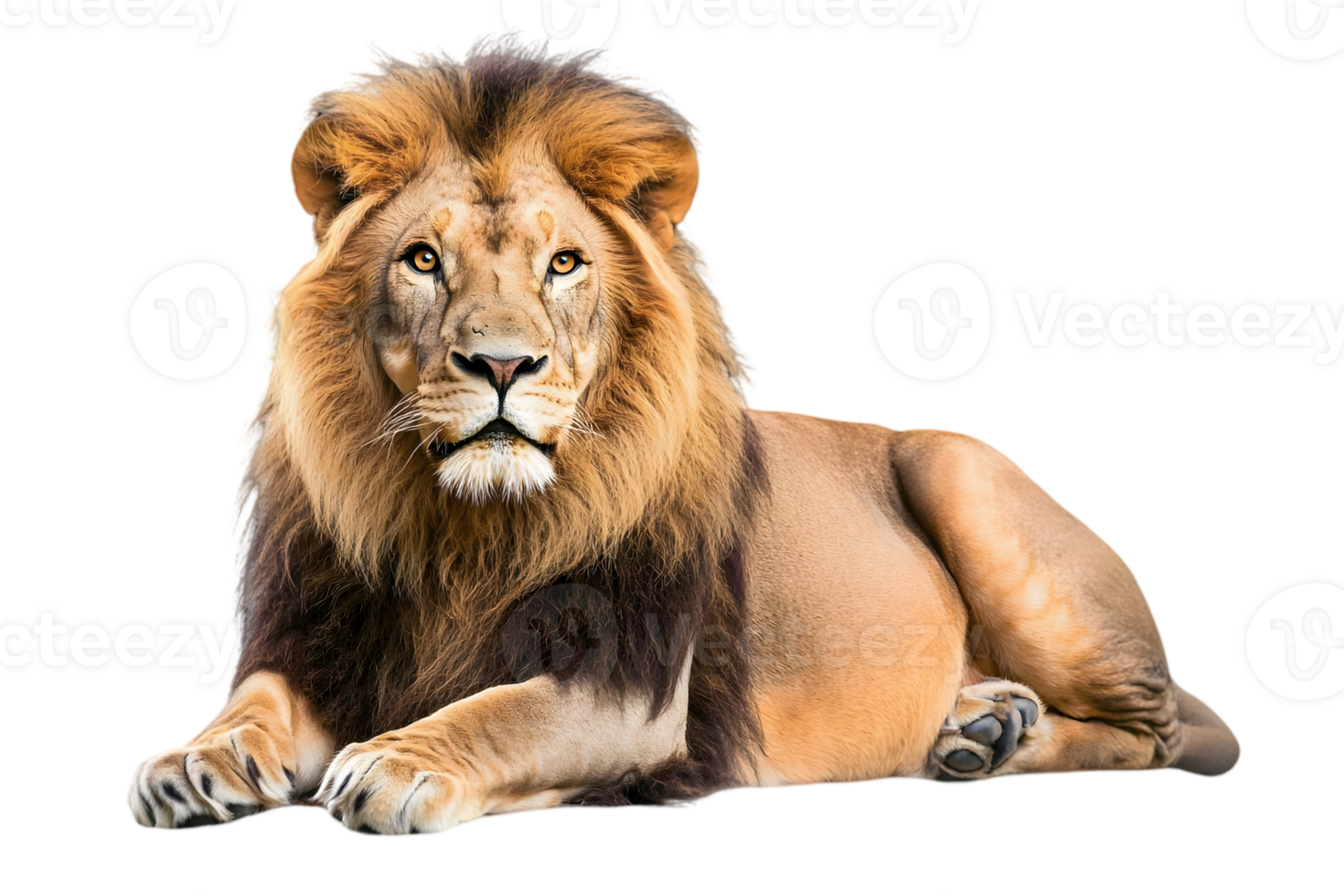Majestic Lion Lying Down With Focused Expression png
