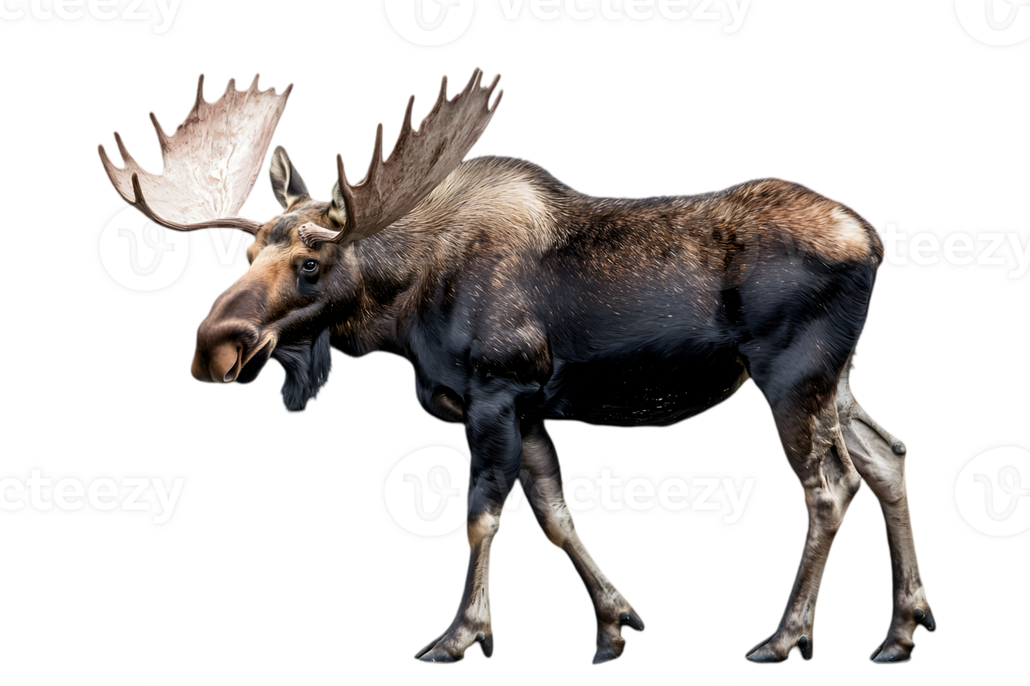 Moose Walking Against Black Background png