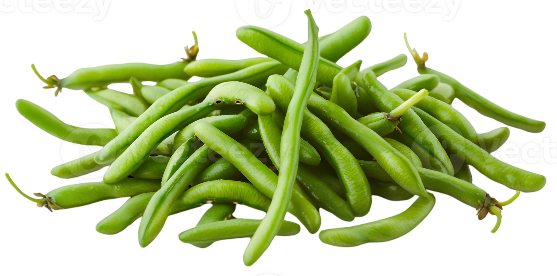 Pile Of Fresh Green Beans on isolated transparent Background png