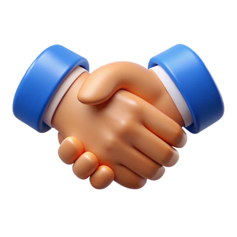 3D Render of Two Cartoon Hands Shaking in a Friendly Business Handshake png