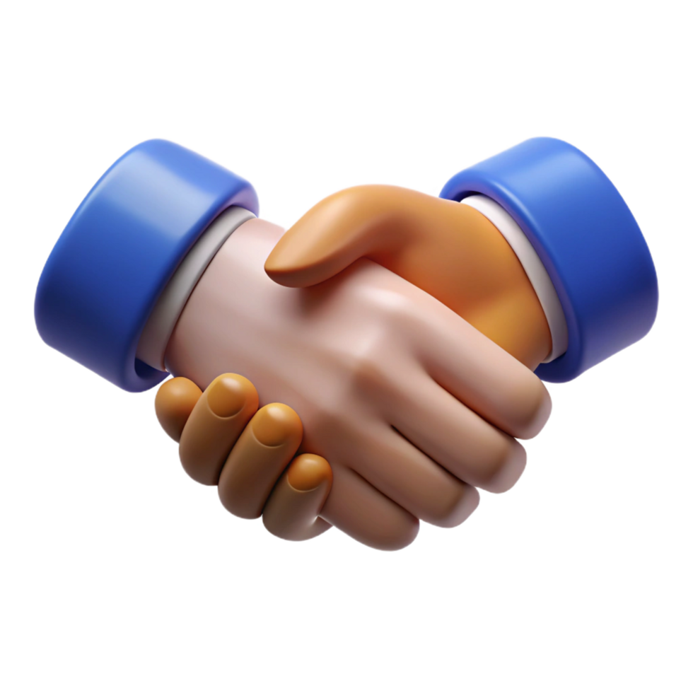 3D Render of Two Hands Shaking in Agreement a Symbol of Partnership and Collaboration png