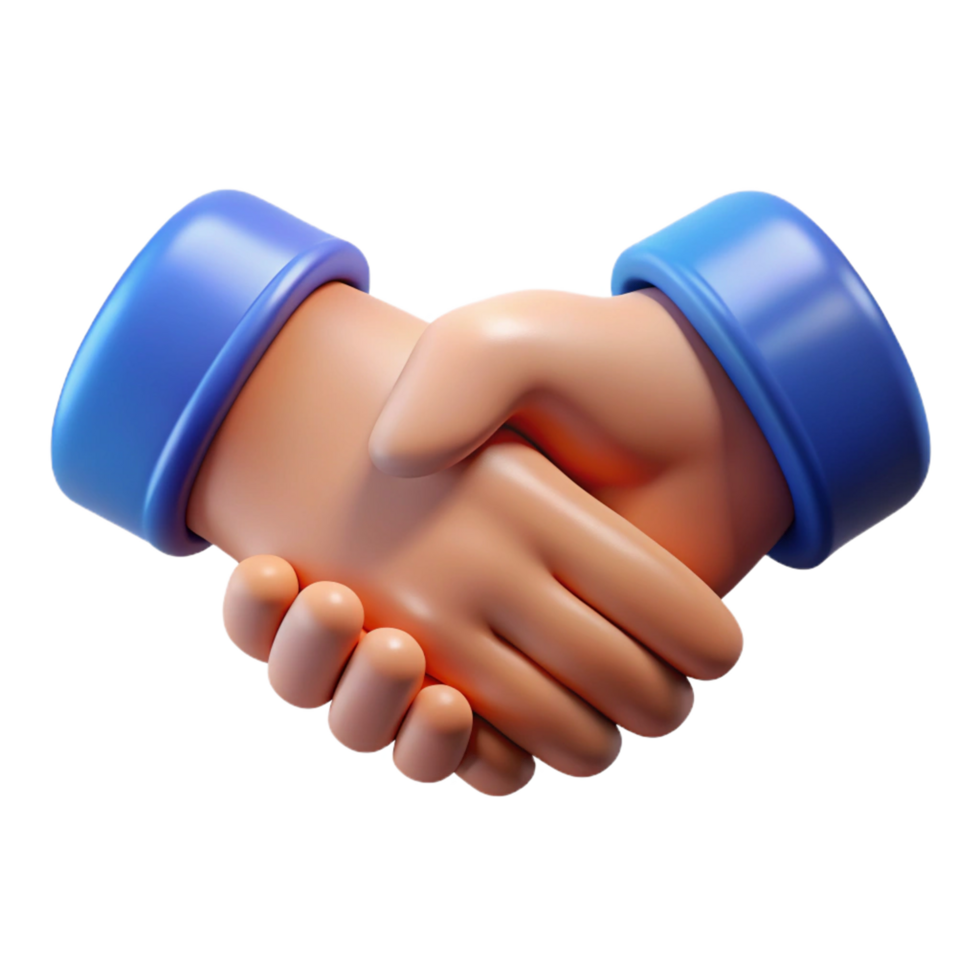 3D Render of Two Hands Shaking in a Friendly Handshake Gesture png