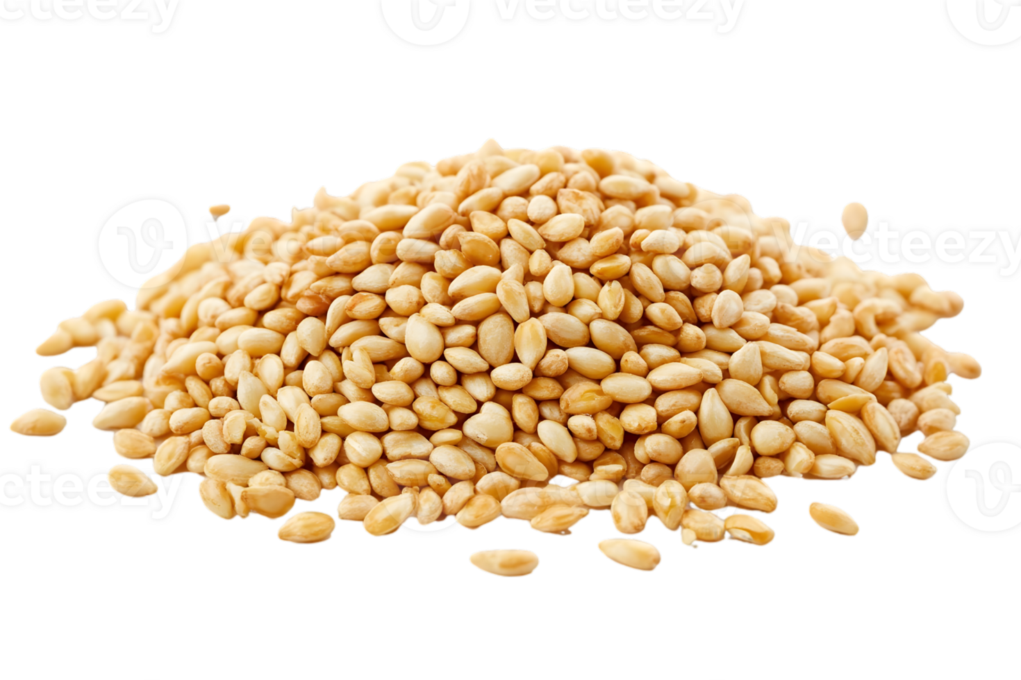 Pile Of Light Brown Sesame Seeds On Transparent Background png