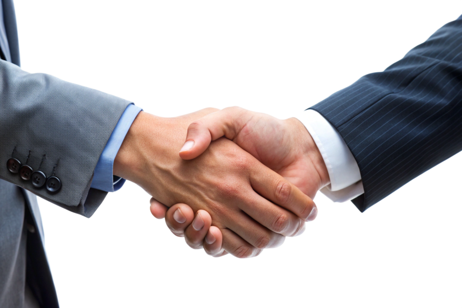 Two businessmen shaking hands in a business agreement or deal png