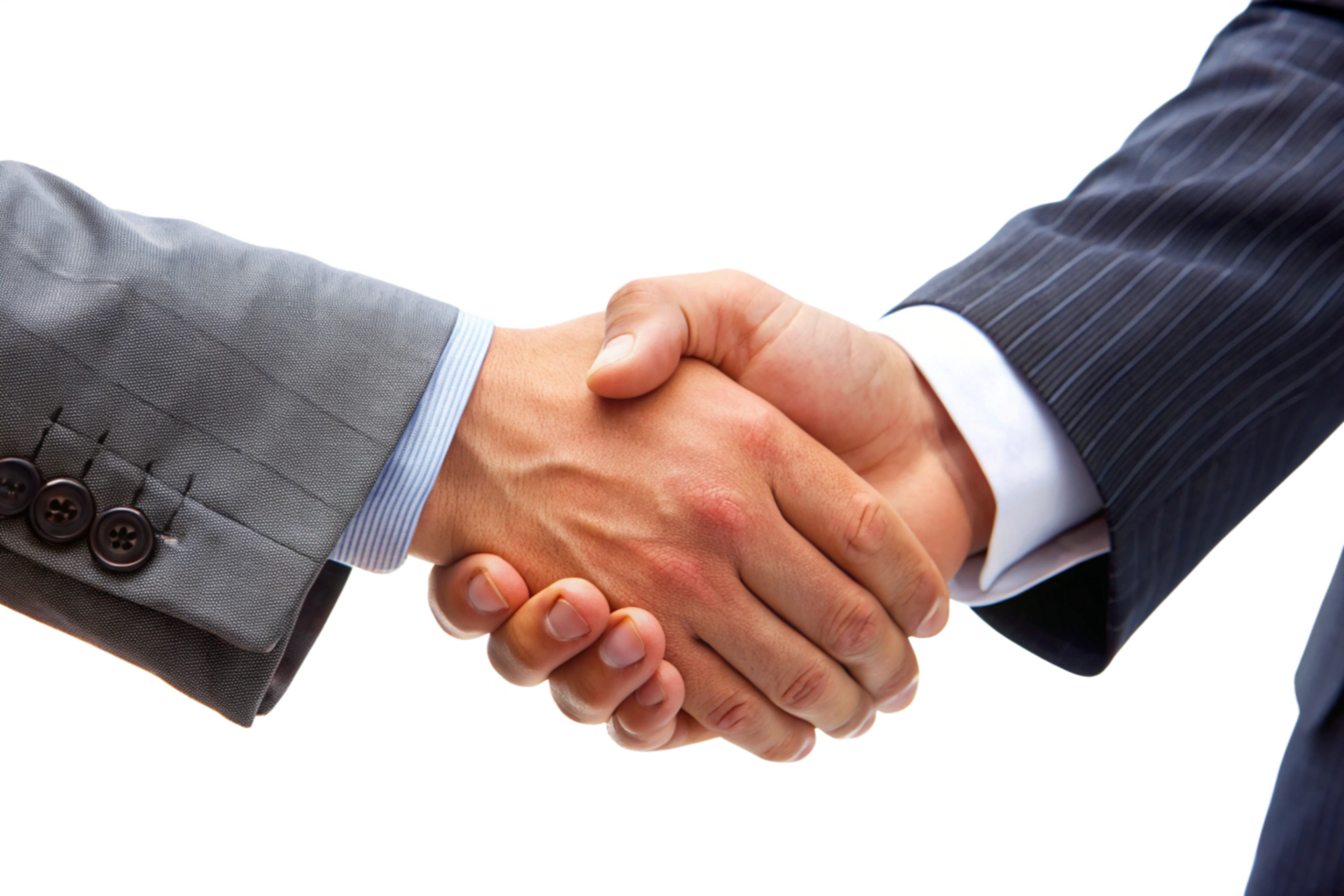 Two Businessmen Shaking Hands in a Deal Agreement Close Up Image png