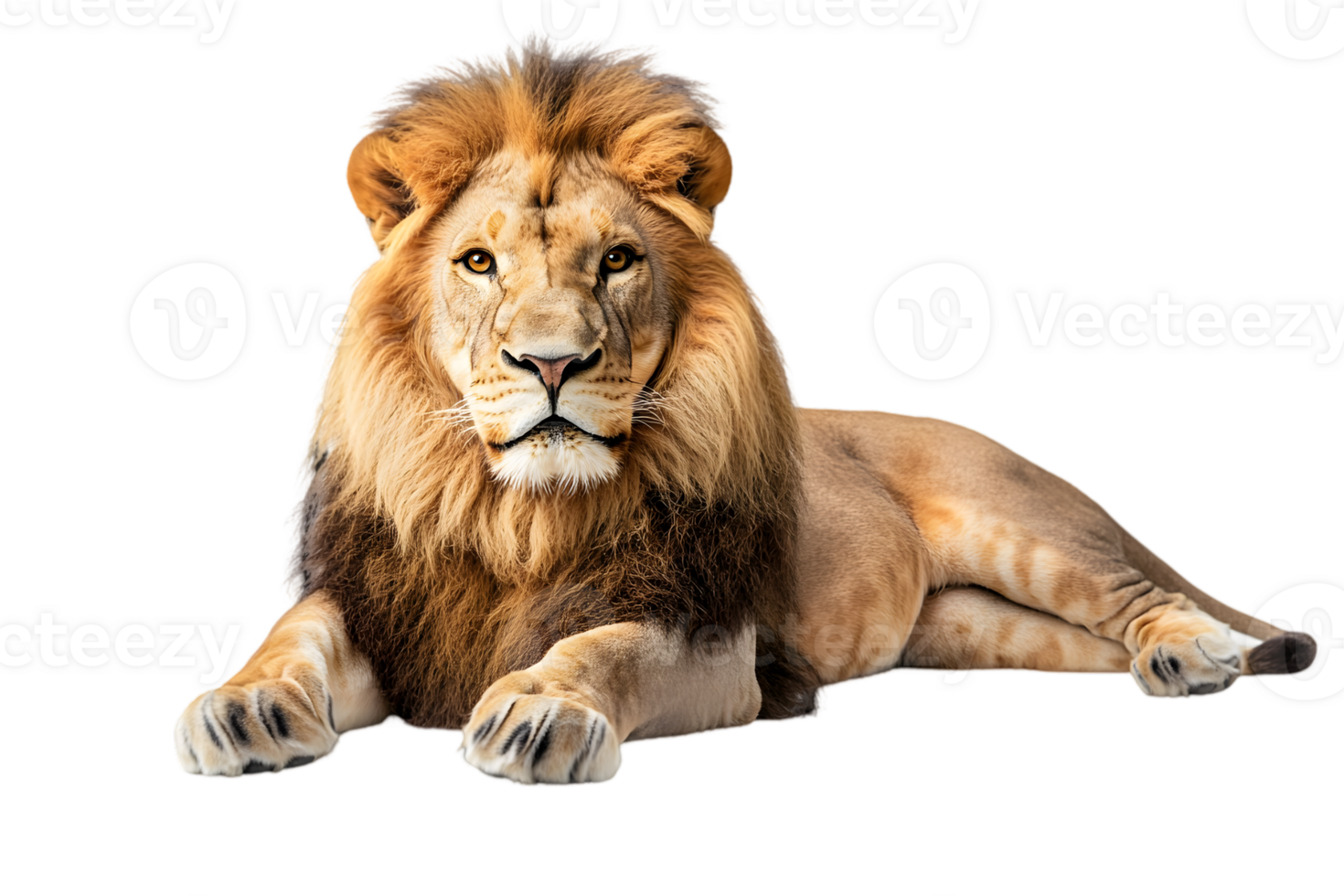 Powerful Lion Lying Down In Front Of Black Background png