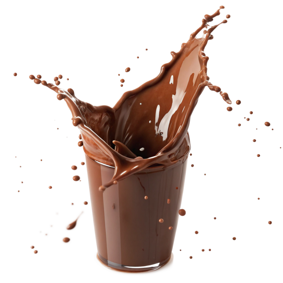 Delicious Chocolate Milk Splashing in a Glass, Refreshing Drink Photography png