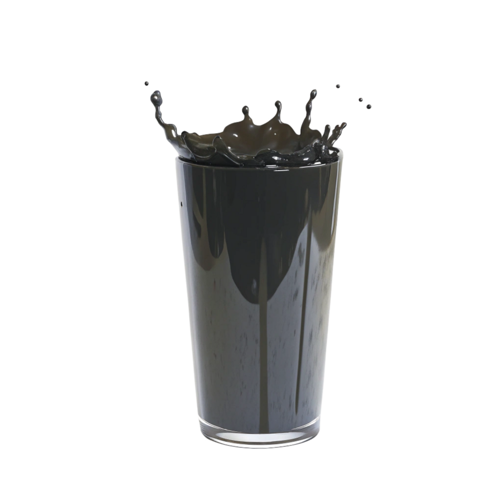 Dark Liquid Splashing into a Glass a Stunning Visual Representation of a Refreshing Drink png