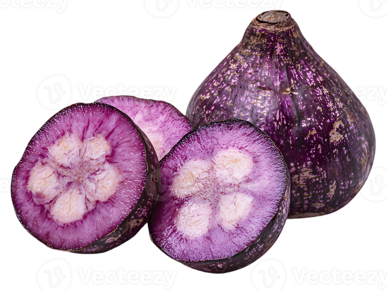 Purple Fruit Slices Against Black Background png