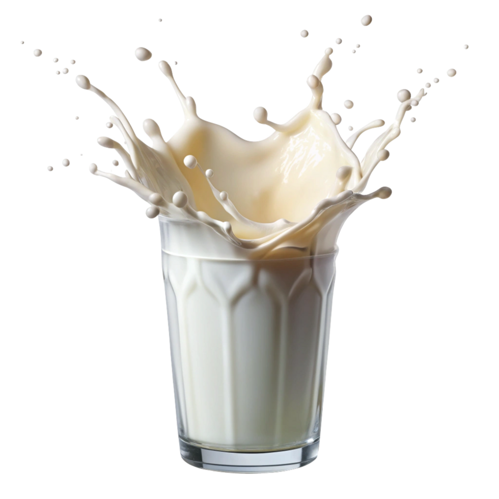 Milk Splashing in a Glass Creamy Texture and Refreshing Beverage png
