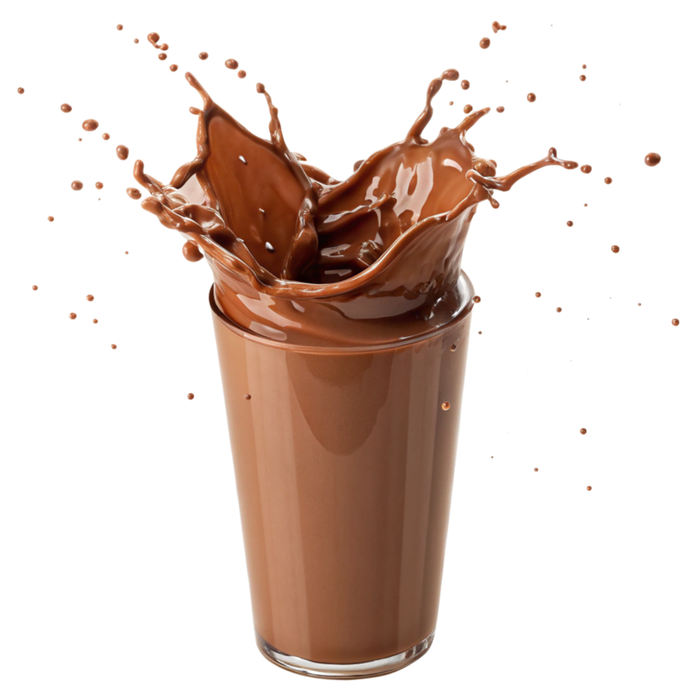 Delicious Chocolate Milk Drink Splashing in a Glass a Refreshing Beverage png