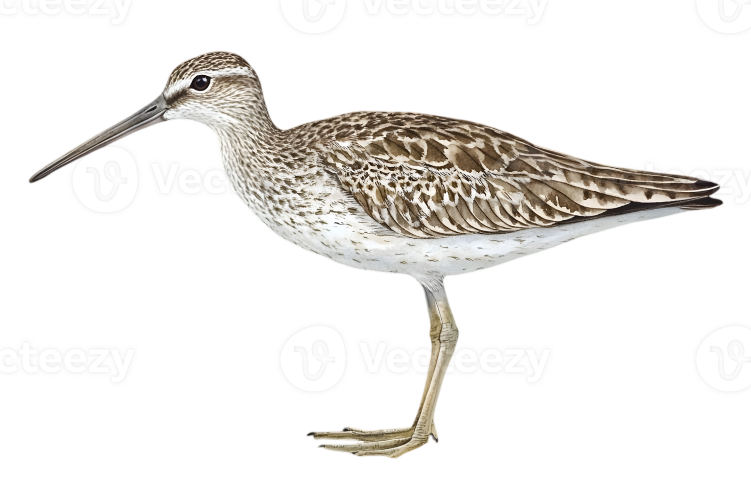 Side View Of Spotted Shorebird Against Black Background png