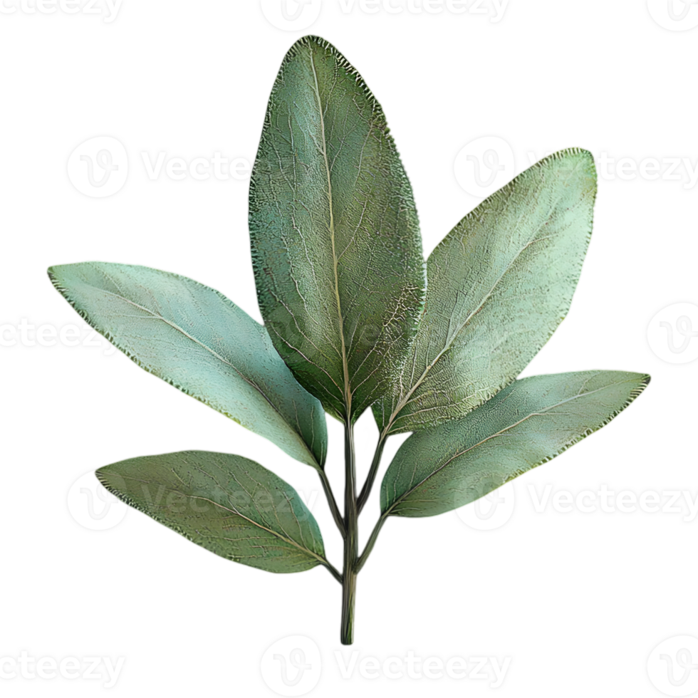 Sage Herb Leaf Cluster Isolated On Black Background png