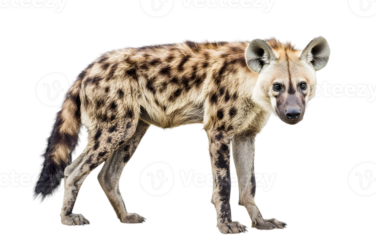Spotted Hyena Portrait Against Black Background png