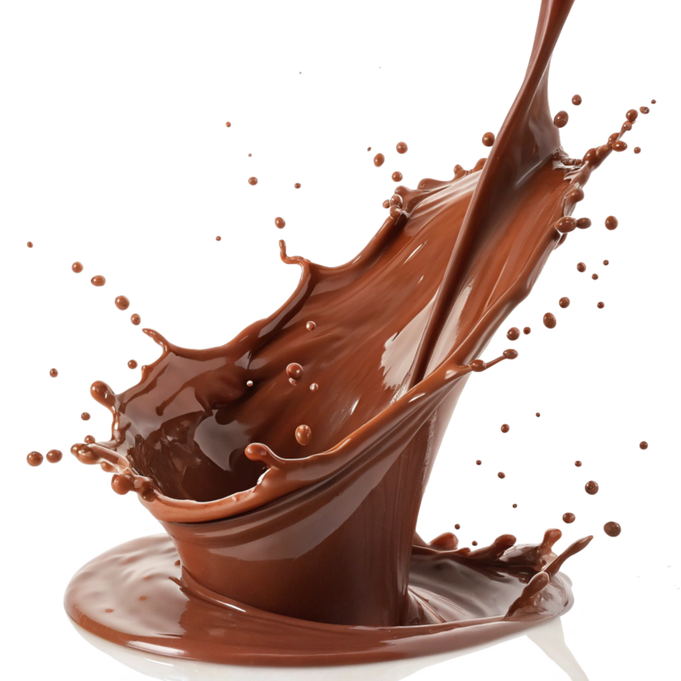 Delicious Chocolate Drink Splashing into a Bowl a CloseUp View of a Rich Brown Liquid png