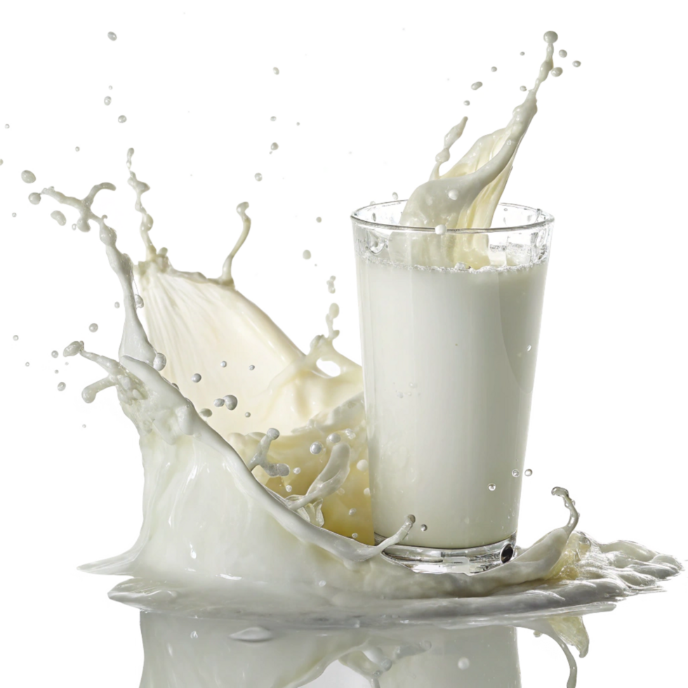 Dynamic Milk Splash in a Glass A Refreshing Beverage Image png