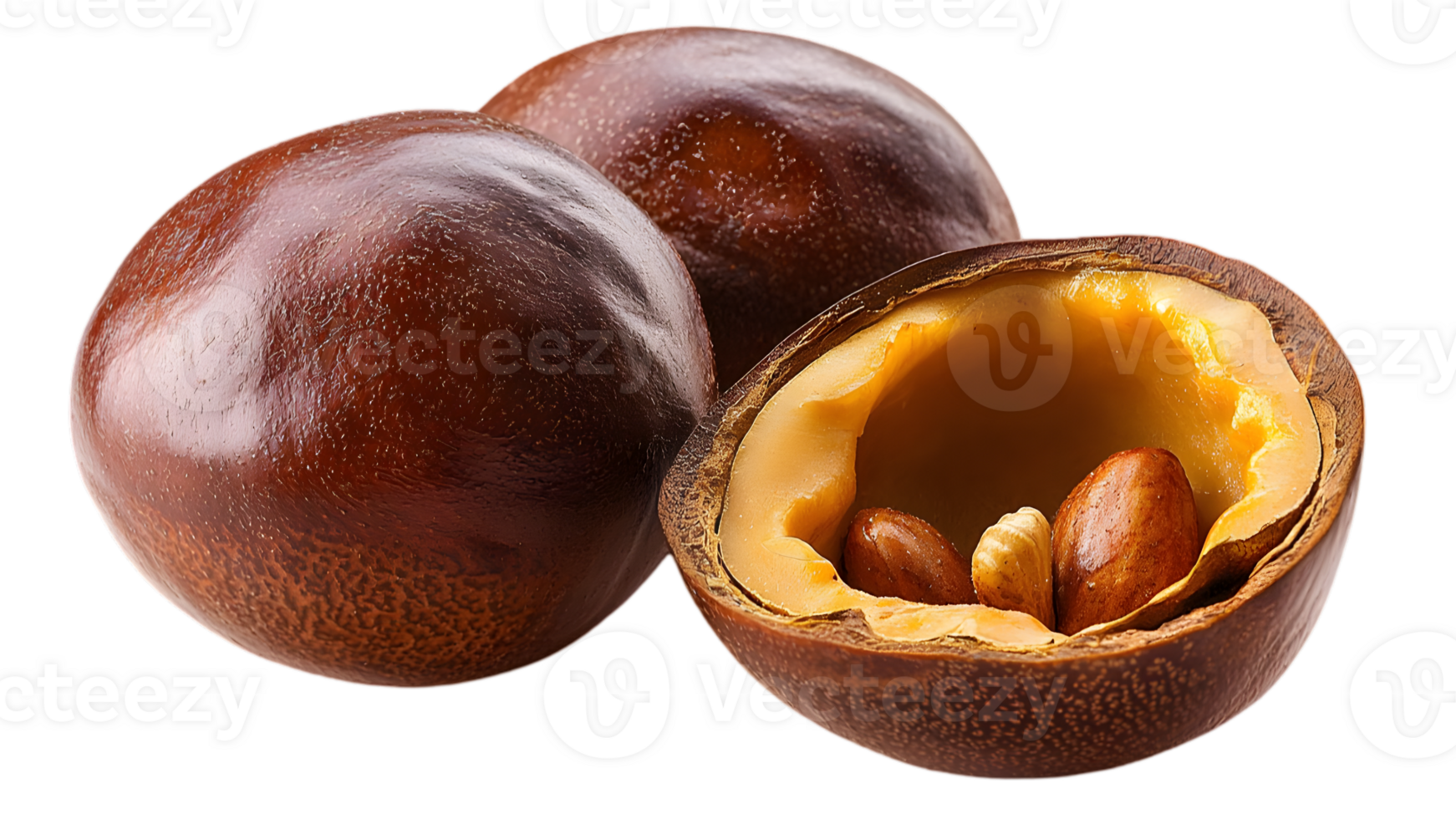 Three Passion Fruit Close Up Isolated On Black Background png