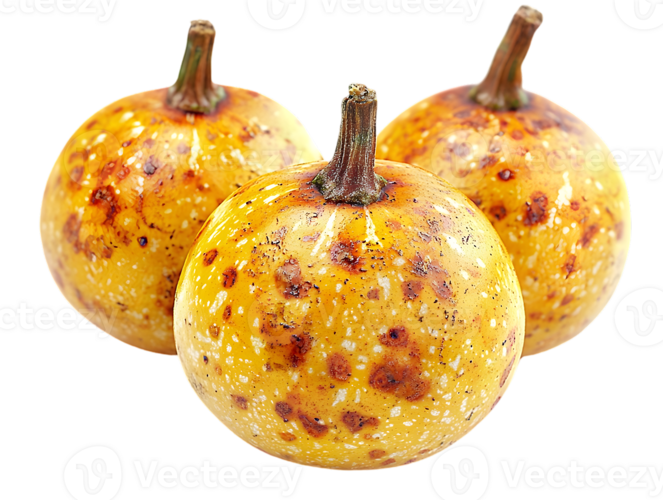 Three Round Yellow Fruits With Spots png