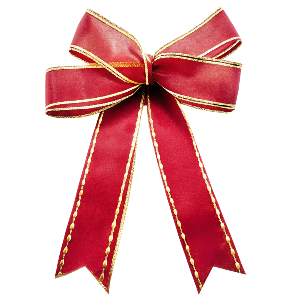 A Stunning Red Bow with Elegant Gold Accents Perfect for Festive Occasions and Gift Wrapping png