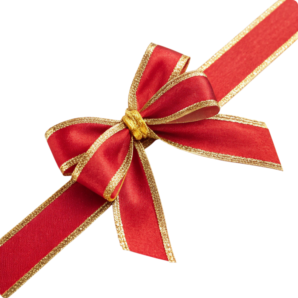 Elegant Red and Gold Ribbon Bow on Black Background A Festive Decoration png
