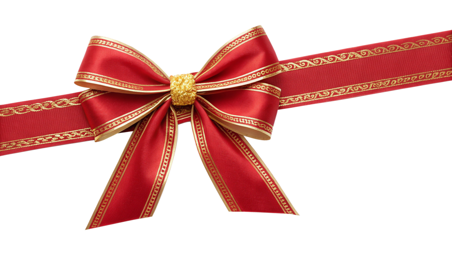 A Classic Red and Gold Ribbon Bow with Elegant Design png