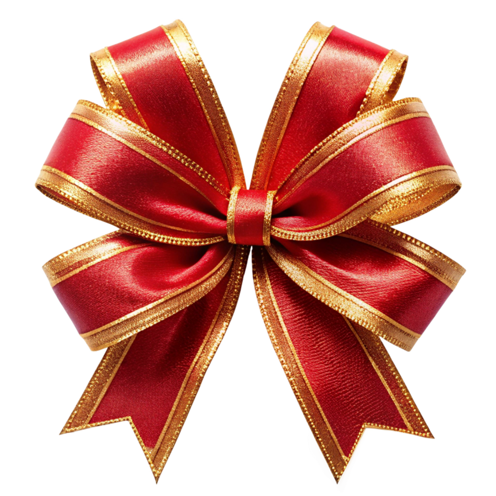 A beautiful red and gold ribbon bow, tied elegantly, festive decoration, perfect for gift wrapping or special occasions png