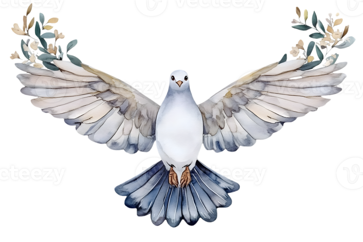 Watercolor Dove With Floral Wreath png