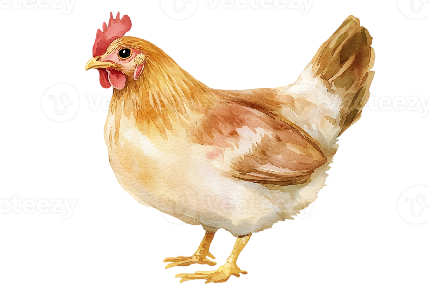 Watercolor Illustration Of A Chicken on transparent background png