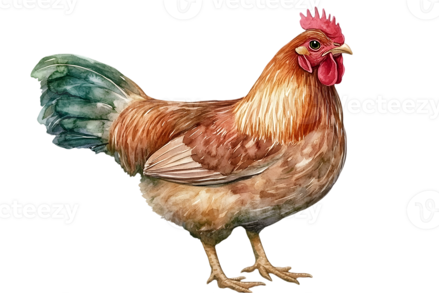 Watercolor Illustration Of A Chicken with Transparent layer png