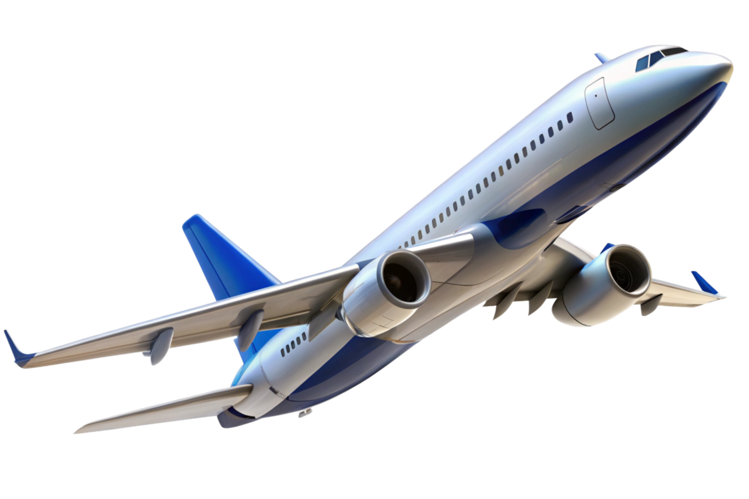 Stunning View of a Modern Passenger Airplane in Flight Against a Black Background png