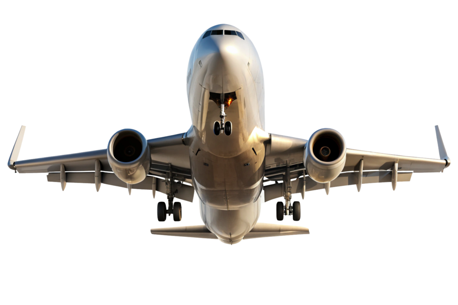 Closeup view of a passenger airplane during landing gear deployment png