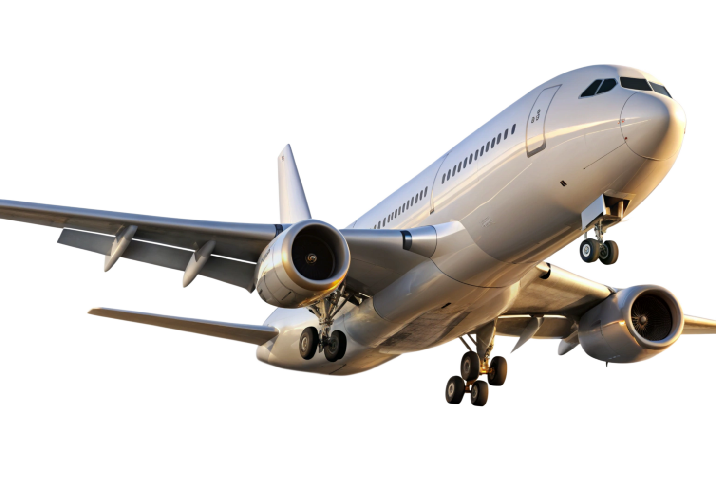A Stunning Closeup of a Modern Airplane in Flight Against a Black Background png