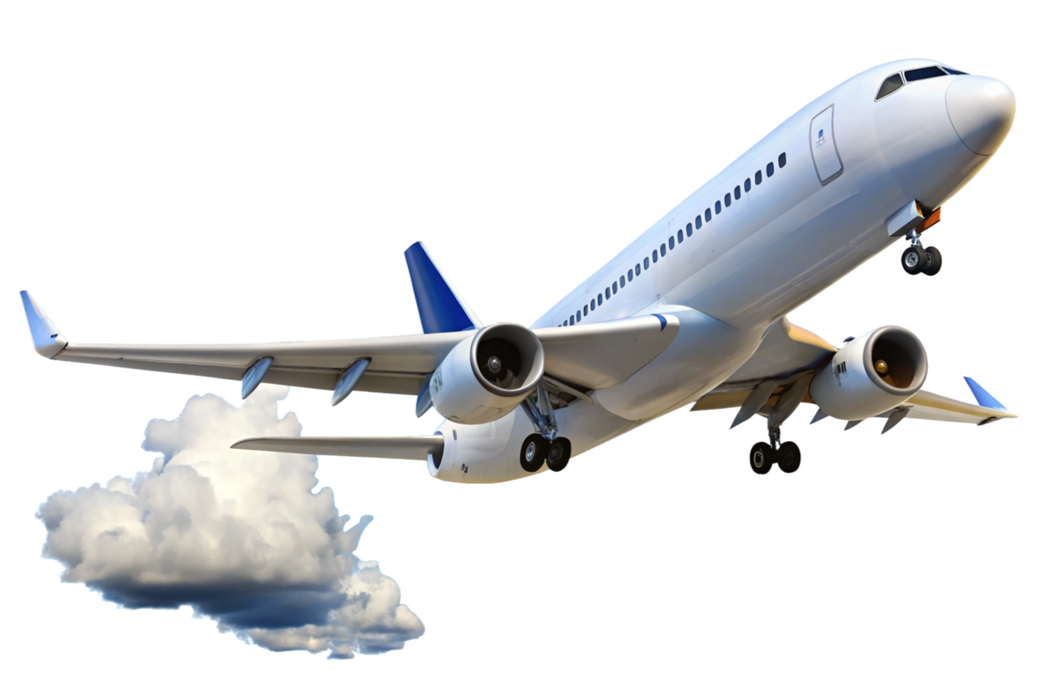 Airplane flying low over fluffy white clouds, a stunning view of commercial air travel png