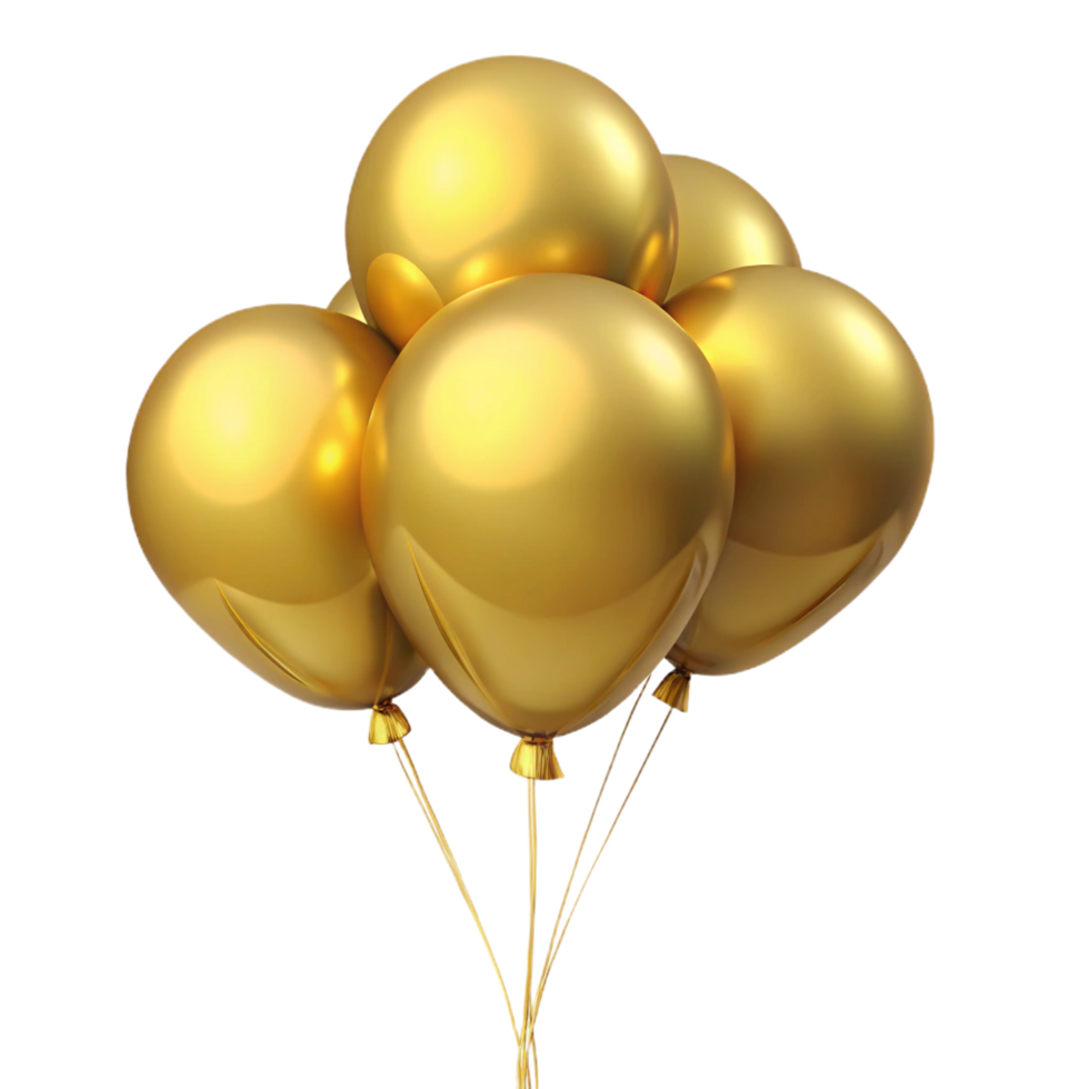 A Cluster of Shiny Gold Balloons Floating Together png