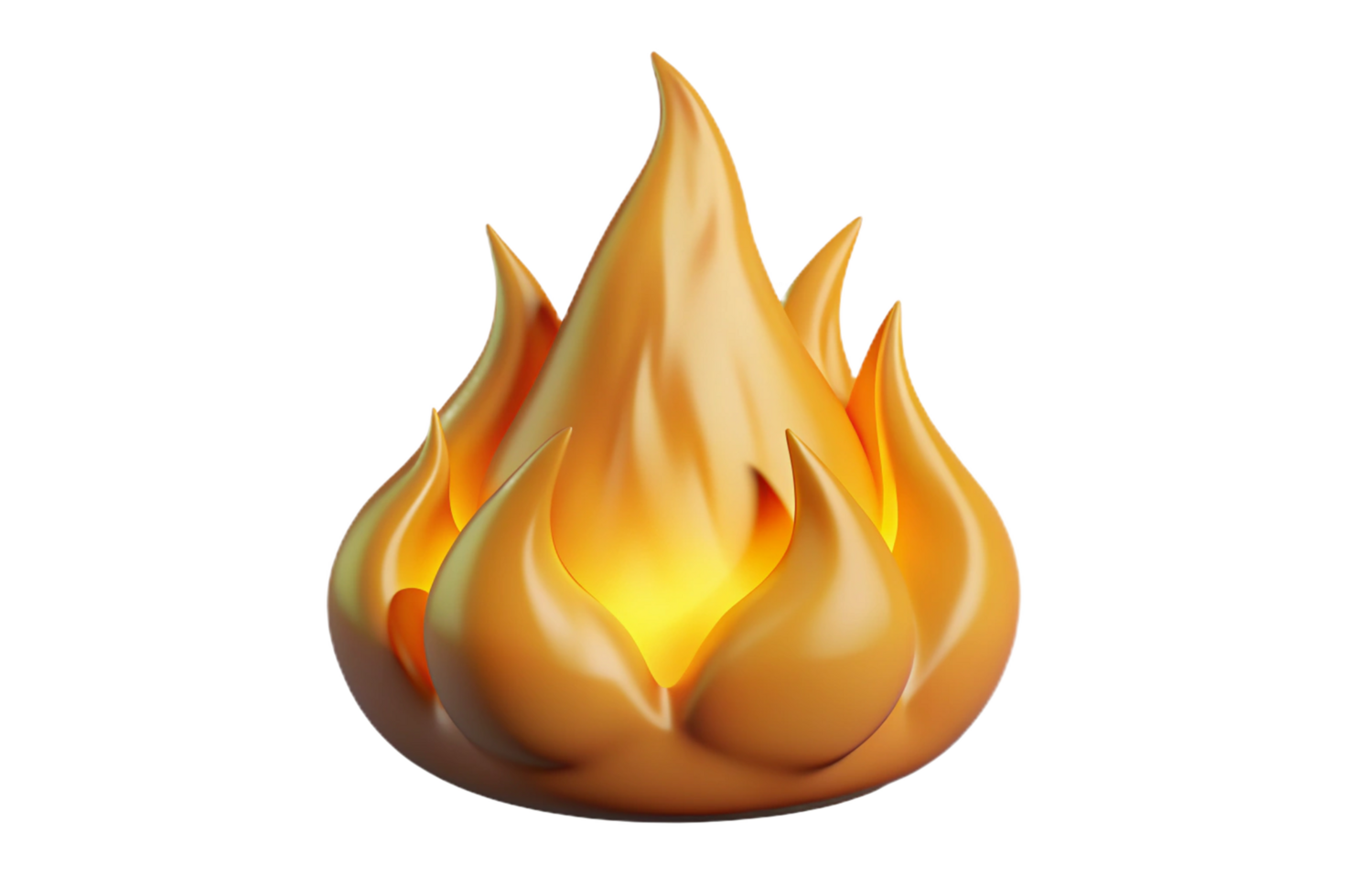 3D Render of a Golden Yellow Flame Illustration on Black Background png
