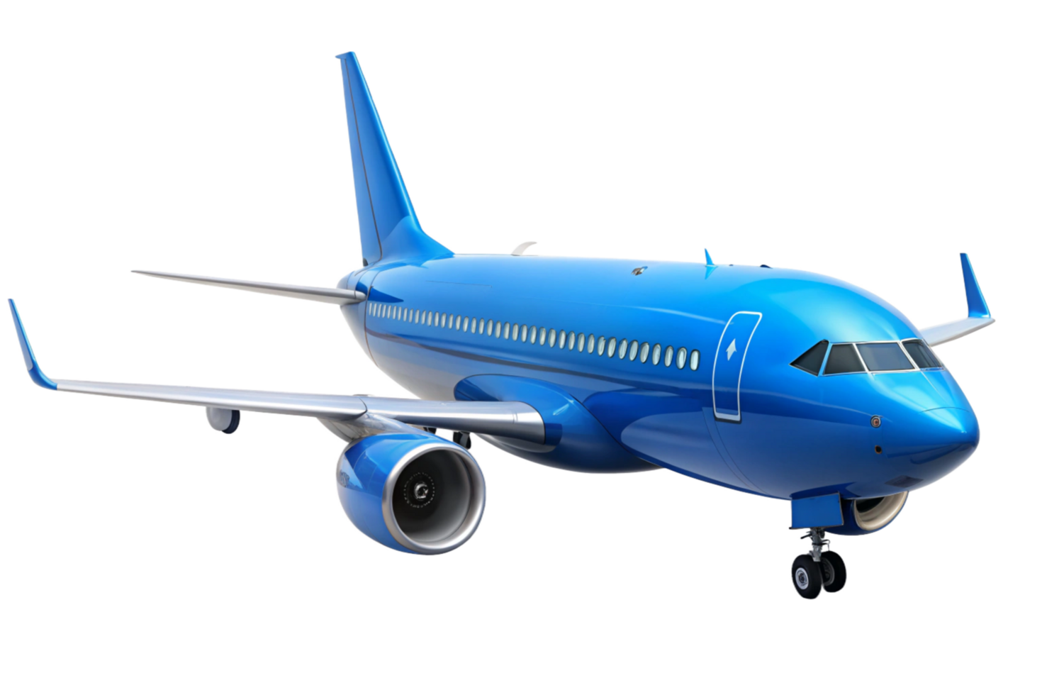 A Sleek Blue Airplane Soaring Through the Sky Awaits Passengers for an Exciting Journey png